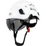 SAFEBUILDER Safety Helmet Hard Hat with Visor Adjustable Lightweight Vented ABS Work Helmet ANSI Z89.1 Approved Ideal for Industrial & Construction (White Hat with Tinted Visor)