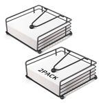 2 Pack Napkin Holder for Table, Matte Black Paper Cocktail Napkin Holder, Napkin Dispenser Suitable for Kitchen, Dinner Table, Cocktail Bar, Tablecloth Decor (7'' x 7''x 2.75'')