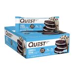 Quest Nutrition Cookies & Cream Flavour Protein Bar, High Protein, High Fibre, Low Sugar, Keto Friendly, 21g Protein, 1g Sugar, 12ct