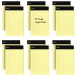 Jr. Legal pad, Small Note Pads Legal Ruled Writing Pad. Perforated Edge. 5" X 8" Canary Yellow, Universal, 50 sheets per Pad (Pack of 12)