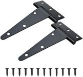 TamBee T-Strap Shed Hinge Gate Strap Heavy Duty Hinge Door Barn Gates Hinges Black Wrought Hardware Iron Rustproof (2, 8inch)