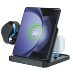 Qoosea 3 IN 1 Wireless Charger for Samsung Galaxy Z Fold 6/5/4/3/2 Inductive Wireless Charging Station for Galaxy Z Flip/S24/S23/S22 Induction Charger for Galaxy Watch 6/5/4 Buds