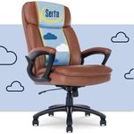 Serta Fairbanks Big and Tall High Back Executive Office Chair, Ergonomic Gaming Computer Chair with Layered Body Pillows, Contoured Lumbar Zone, Cognac