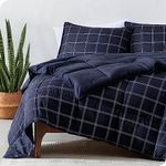 Bare Home Comforter Set - Twin/Twin Extra Long Size - Ultra-Soft - Premium 1800 Series - All Season Warmth (Twin/Twin XL, Midnight Blue - Modern Plaid)