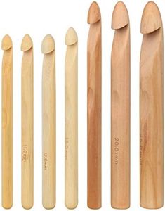 Coopay Large Wooden Crochet Hooks Ergonomic Crochet Hook Set 10-25 mm, 7PCS Inline Crochet Hooks Bamboo Crochet Kit for Beginner, Giant Wood Crochet Needles for Crocheting Chunky Yarn, Rugs, Blankets