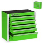 P.I.T. Mini Green Tool Box, Portable 5-Drawer Micro Roll Cab Steel Tool Box with Liner, Green Small Tool Case for Tools Storage, Home DIY