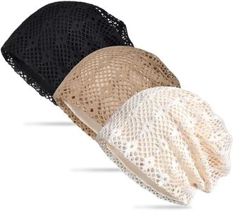Women's Summer Beanie for Men Hat Boho Hats Adult Dwarf Hats Chemo Cap Cancer Headwear Caps Baggy Skull Sleep Cap Nightcap (C-1533Pack Closed Top)