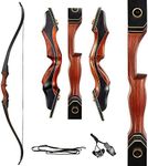 TOPARCHERY Archery 60" Takedown Hunting Recurve Bow for Adults Practice Competition Longbow with Stringer Tool Right Hand Black (30 Pounds)