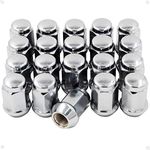 Wheel Accessories Parts Set of 20 Chrome 12x1.25 Lug Nuts Closed End Bulge Acorn Lug Nut Style 1.38" Long Cone Seat 19mm (3/4") Hex Wheel Lug Nut (M12x1.25, Chrome)