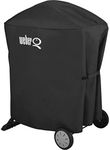 Weber Premium Grill Cover for Q1000/2000 with Stand/with Cart, breathable UV- & water-resistant, Protection against Wind & Weather, with Velcro fastener for Attachment, Grill Cover - Black (7120)