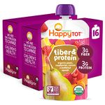 Happy Tot Organics Fiber & Protein, Pears, Raspberries, Butternut Squash and Carrots, 4 oz (Pack of 16)