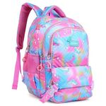 TRUE HUMAN School Bag for Girls, Lightweight Casual Backpacks for Women,Stylish and Trendy College Backpacks for Girls (RAINBOW SERIES) (Pink Dolphin)