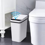 Bathroom Touchless Trash Can 2.5 Gallon Smart Automatic Motion Sensor Rubbish Can with Lid Electric Waterproof Narrow Small Garbage Bin for Kitchen, Office, Living Room, Toilet, Bedroom, RV