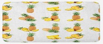 Lunarable Pineapple Kitchen Mat, Wh