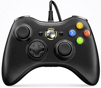 VOYEE PC Controller, Wired Controller Compatible with Microsoft Xbox 360 & Slim/PC Windows 10/8/7, with Upgraded Joystick, Double Shock | Enhanced (Black)