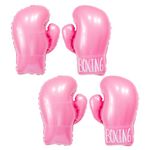 4Pcs Pink Boxing Glove Balloons/Boxing Match Decorations for Girls Women Birthday/Breast Cancer Awareness Pink Ribbon Decor/Fight Sports Theme Decorations