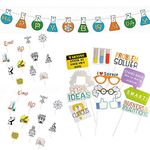 YiiiGoood Science Theme Birthday Decoration Kit Science Birthday Banner Cupcake Toppers PhotoBooth Props Mad Science Party for Kids Birthday Baby Shower Mad Scientist Chemistry Laboratory Theme Party