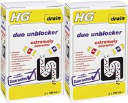 HG Drain Duo Unblocker Sink Drain Pipe Cleaner for Kitchen and Bathrooms 2x500ml (2 Packs)