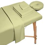 3-Piece Microfiber Massage Table Sheet Set Includes Massage Face Rest Cover, Massage Table Cover and Massage Fitted Sheet (Sage)