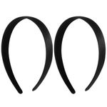 2Pcs Headbands for Women Girls Satin Black Headband Women Plain Wide Hair Band Hoops Elastic Solid Hairband Accessories for Mothers Sisters Cosplay Holiday Halloween DIY(Width 2cm)