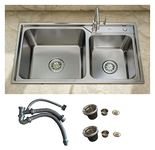 MEJE 31 inch Drop-in 60/40 Double Bowl 16 Gauge 304 Stainless Steel Kitchen Sink