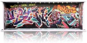 1/64 Scale Cars Display Case: Toy Car Parking Garage with LED Light Compatible with Hot Wheels, FoamBoard Storage Display for Matchbox with Acrylic Cover (Graffiti Wall)