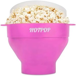 The Original HOTPOP Microwave Popcorn Popper, Silicone Popcorn Maker, Collapsible Bowl BPA Free & Dishwasher Safe (Pink)