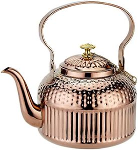 SANQIAHOME Copper Teapot with Infuser 1.5 litres, Stainless Steel Water Boilers Loose Leaf Tea Maker Water Kettle for Stovetop Induction/Gas