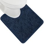 Gorilla Grip Original Shaggy Chenille Oval U-Shape Contoured Mat for Base of Toilet, 22.5x19.5 Size, Machine Wash and Dry, Soft Plush Absorbent Contour Carpet Mats for Bathroom Toilets (Navy Blue)
