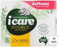 icare 100% Recycled Toilet Tissue - 3 ply - Double Length (360 Sheet) - 40 Rolls