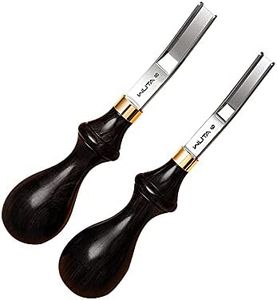 WUTA Professional Wide Edger Skiver French Style Edge Beveler Skiving Leather Craft Tool Ebony Handle DC53 Steel Convex Grind(6+8mm)