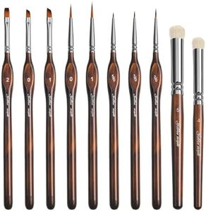 Detail Paint Brushes Dry Brushes, Golden Maple 10PC Flat Miniature Dry Paint Brushes Fine Detail Paint Brush Set for Acrylic, Oil, Watercolor & Figurine