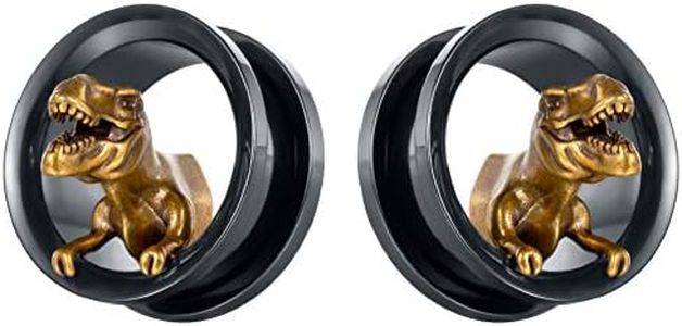 TBOSEN 2PCS Stainless Steel Dinosaur Flesh Tunnel Ear Gauge Stretcher Plug Jewelry Piercing Expander Gauges 2g - 1 inch 6mm-25mm