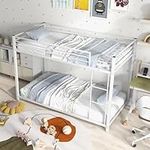 Giantex Metal Bunk Bed Twin Over Twin, Classic Bunk Bed Frame with Safety Guard Rails & Side Ladder, Heavy Duty Space-Saving Design, Easy Assembly, Bunk Bed Frame for Kids (White)