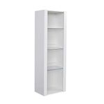 Panana Modern Tall Display Cabinet Cupboard High Gloss Fronts Storage Cupboard with RGB LED Lights Living Room White