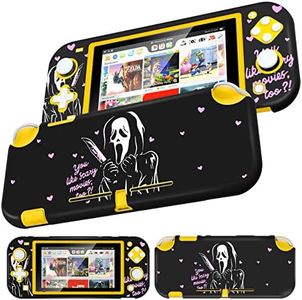 Xinocy Cute Case for Nintendo Switch Lite 2019 Kawaii Unique Funny Design Skull Slim Fashion Protective Cases Hard Shell Cover for Girls Kids Boys for Switch Lite,B Skeleton