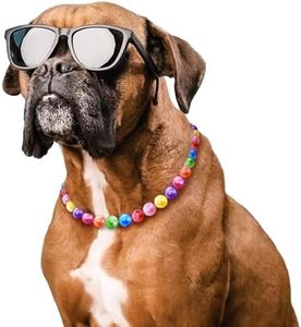 JOGIA Rainbow Dog Necklace for Large Dogs - Adjustable Dog Pearl Necklace with Colorful Beads, Handmade Pet Jewelry for Dogs
