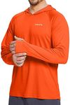 BALEAF Men's Sun Protection Hoodie Shirt UPF 50+ Long Sleeve UV SPF T-Shirts Rash Guard Fishing Swimming Lightweight Vermillion Orange M