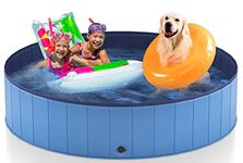 Heeyoo Foldable Dog Pool for Large Dogs, Portable Hard Plastic Dog Swimming Pool, Outdoor Collapsible Pet Bathing Tub for Dogs and Cats, 63 x 12 Inches