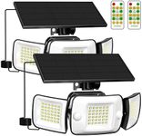 intelamp Solar Flood Lights Outdoor Waterproof, 2 Pack 6000mAh 1200LM Solar Powered Dual Motion Sensor LED Lighting Dusk to Dawn Security Floodlight Exterior with Remote 9.8ft Cable for Garden House