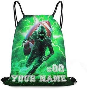 ZCJB-WSRY Custom Football Drawstring Backpack for Kids Boys Girls Women Men