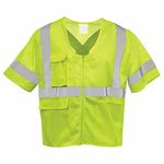 J. J. Keller & Associates, Inc. High Visibility Safety Vest, Short Sleeve, Zipper, Type R Class 3, Lime, SAFEGEAR, Lime Green, Large-X-Large