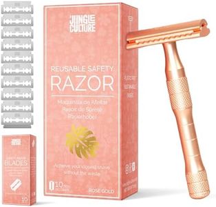 Jungle Culture® Rose Gold Metal Safety Razor for Women & Men | Reusable Women’s Razor & Travel Bag | Fits Double Edge Blades | Single Blade Eco Friendly Ladies Razor for Body & Face, Zero Waste Beauty