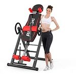 LINKLIFE Inversion Table, Heavy Duty Folding Inversion Machine with Headrest & Adjustable Protective Belt Back Stretcher Machine for Pain Relief Therapy (Red')