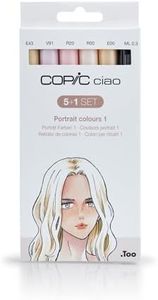 Copic Ciao Coloured Marker Pen - 5+1 Set Portrait 1, For Art & Crafts, Colouring, Graphics, Highlighter, Design, Anime, Professional & Beginners, Art Supplies & Colouring Books