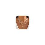 Layered Choker Necklaces for Women Layering Circle Bar Necklace for Women Girls (Layered Tennis Cross)