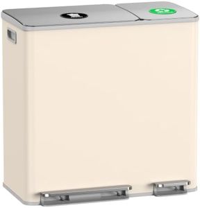 Lovewind Dual Trash and Recycling Bins for Kitchen, 13+6 Gallon Stainless Steel Garbage and Recycle Bin Combo for Large Families, Dual Trash Can with Soft Close Lid & Magnetic Stickers, Apricot