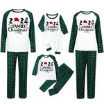 2024 Family Christmas Pajamas Matching Sets Couples Matching Christmas Pajamas Raglan Family Xmas Pjs Family Jammies, 14# Green, 6 Years