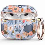 wenew AirPod 3 Case Cover for Apple Airpods 3, Flower Heavy Duty Case for Women Girls Kids Men, AirPods 3rd Generation case with Key Chain, Led Visible, Support Wireless Charging (Blue)