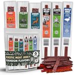 Buffalo Bob's Wild Game Meat Snacks (6 Pack), Beef Jerky Variety Pack, Jerky Gift Baskets for Fathers/Dad, Exotic Random Jerky Sampler Set, Mens Hunting Stocking Stuffers, Jerky Gift Set